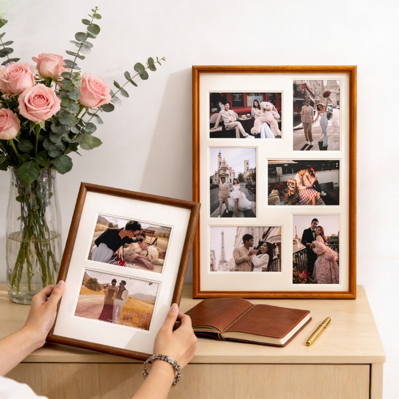 Photography Narrative - Bingkai Foto Kayu Solid Multi-grid 6-inci