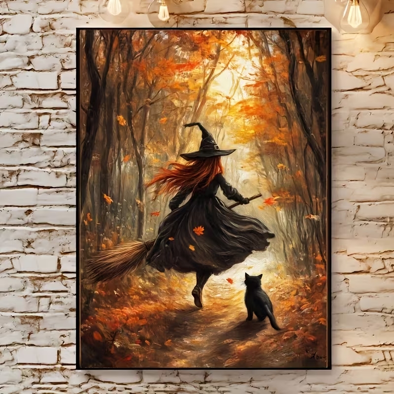 Photography Object - Lukisan Kanvas Poster Gambar Penyihir Halloween