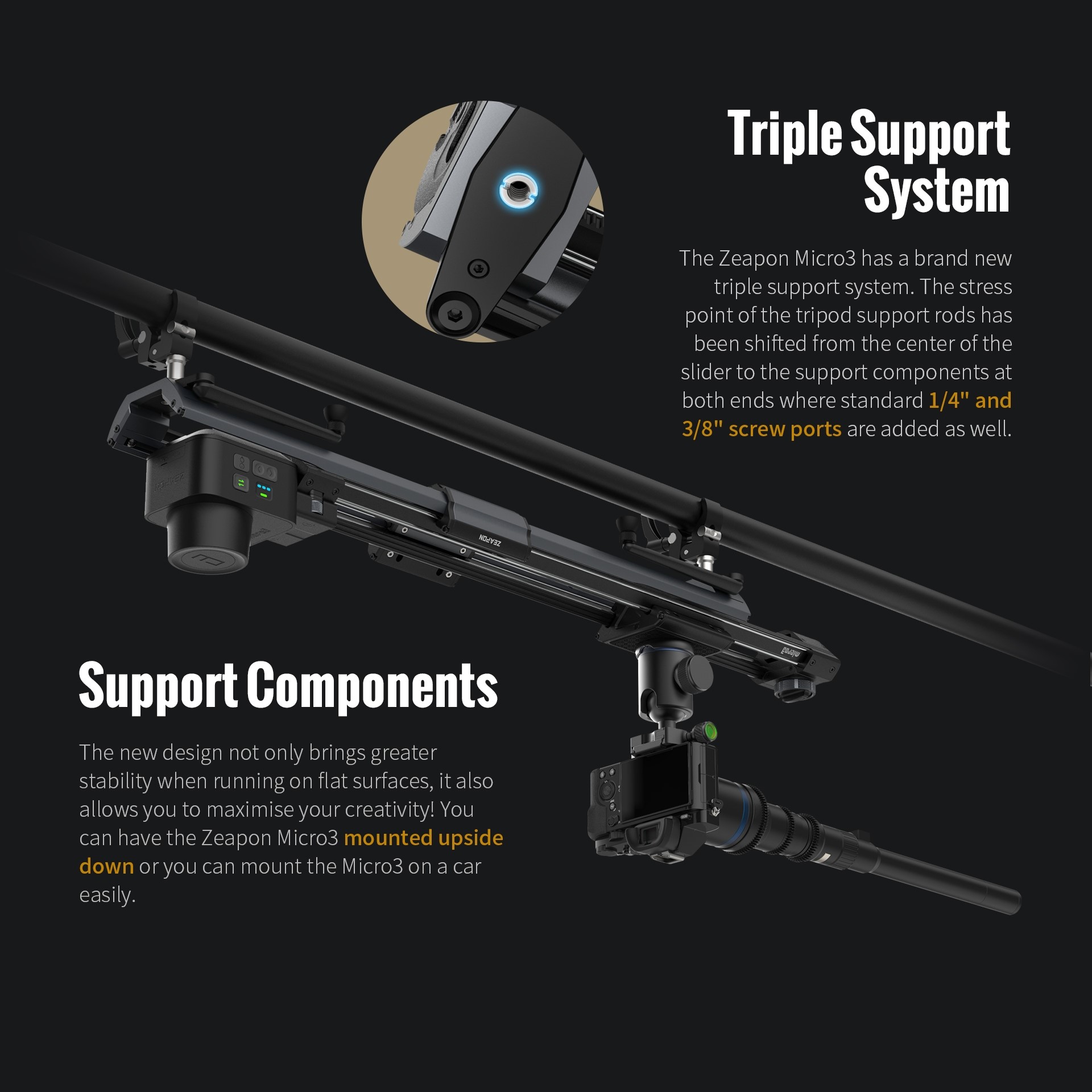 ZEAPON Micro 3 E500 E700 E1000 - Camera Slider Rail ulasan dan harga
