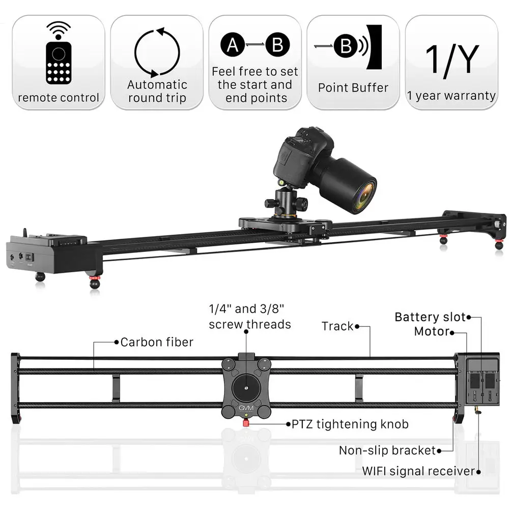 GVM GT-120WD 47 inci Motorized - Camera Slider Rail ulasan dan harga